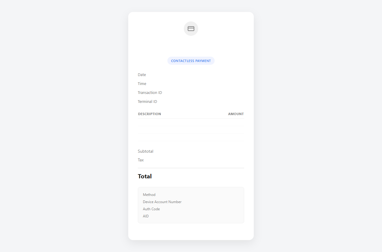 Contactless Digital Wallet Receipt Template