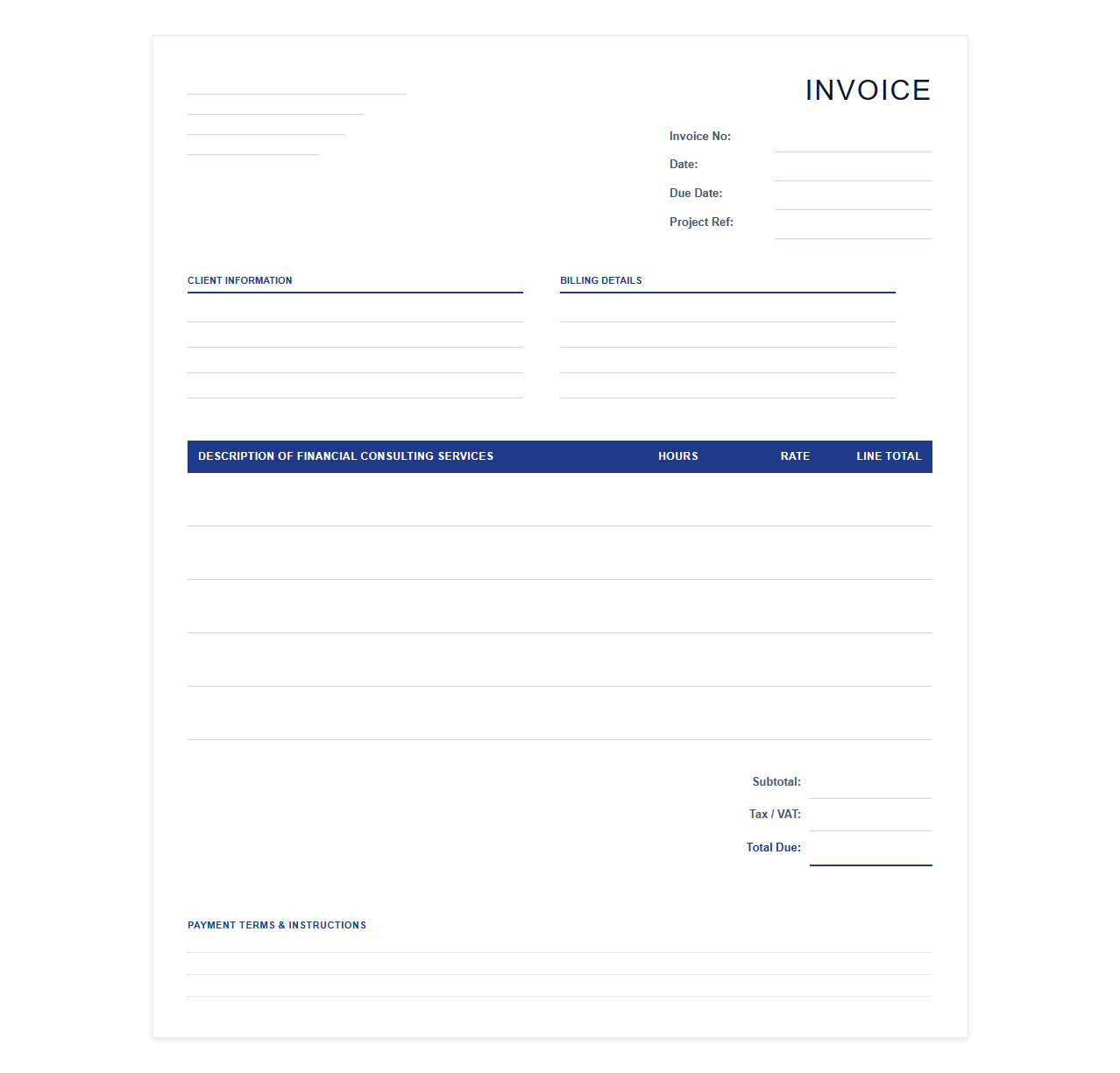 Corporate Financial Consulting Invoice Template