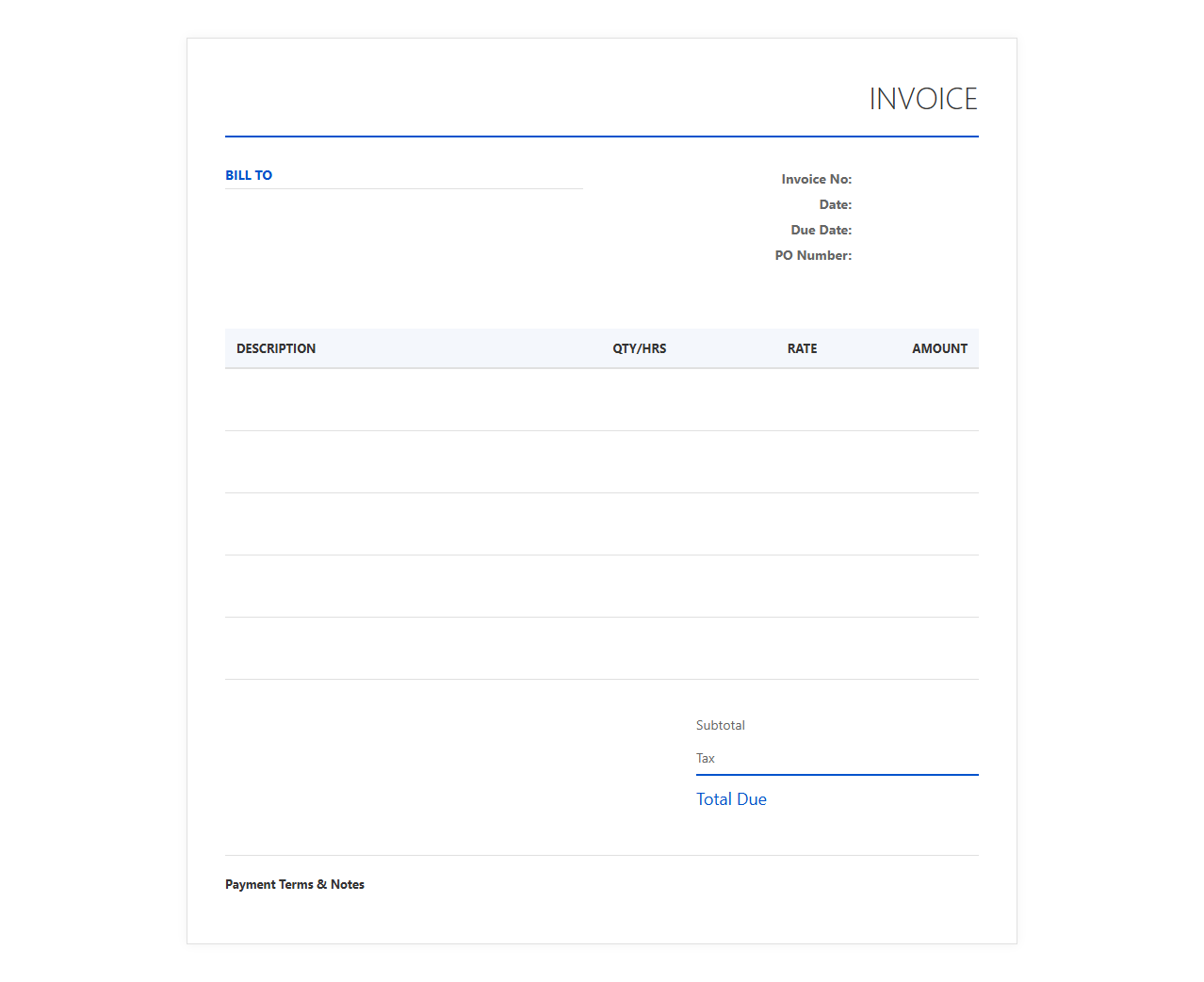 Digital Agency Web Development Invoice