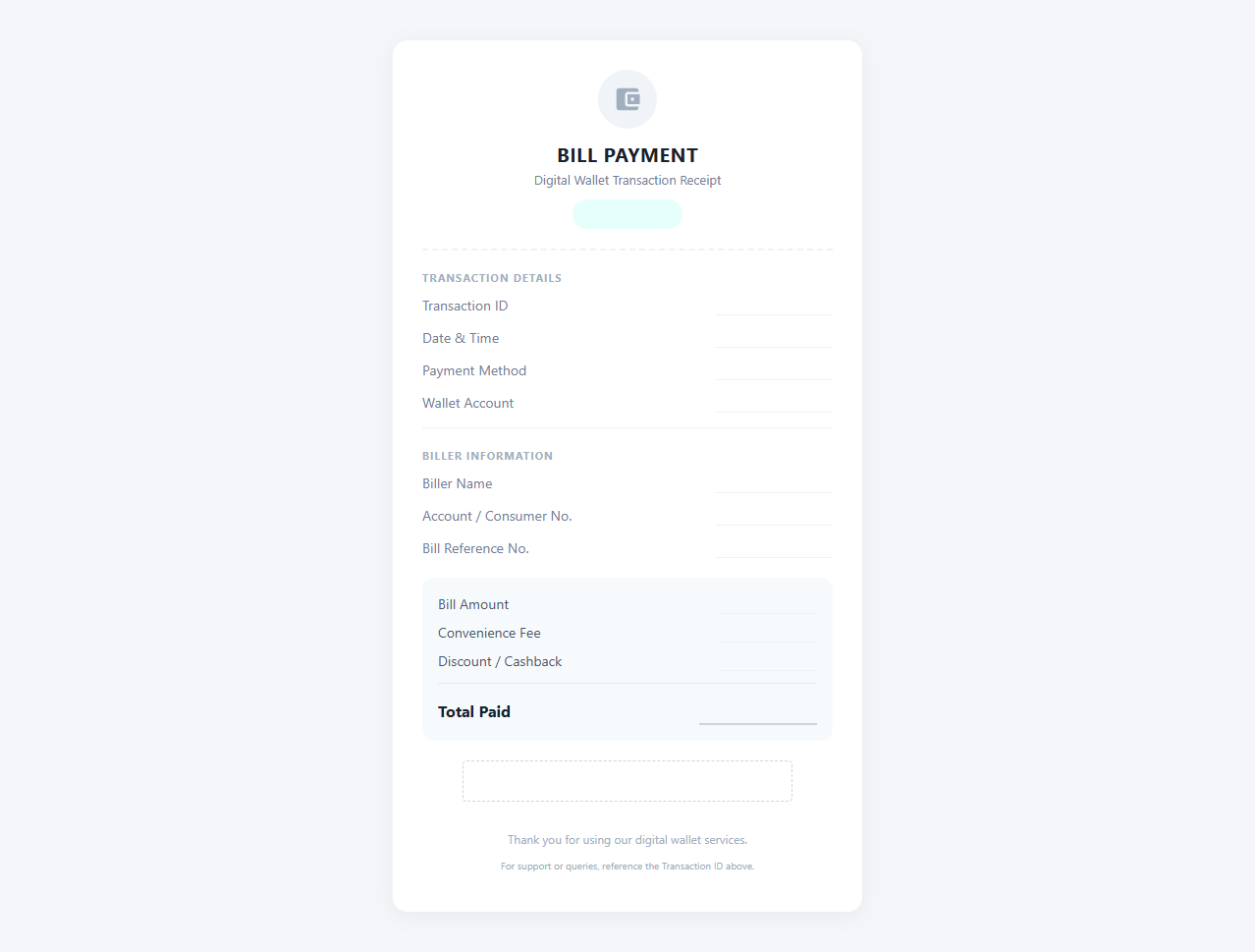 Digital Wallet Bill Payment Receipt