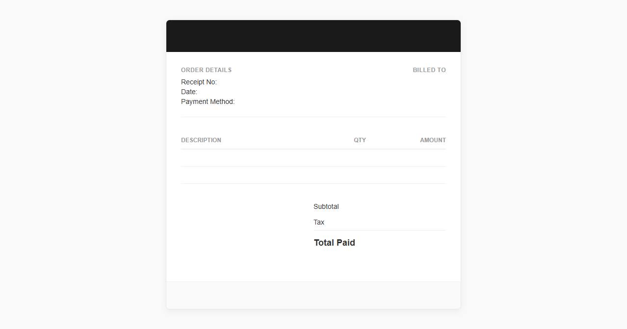 E-Commerce Digital Purchase Receipt Template