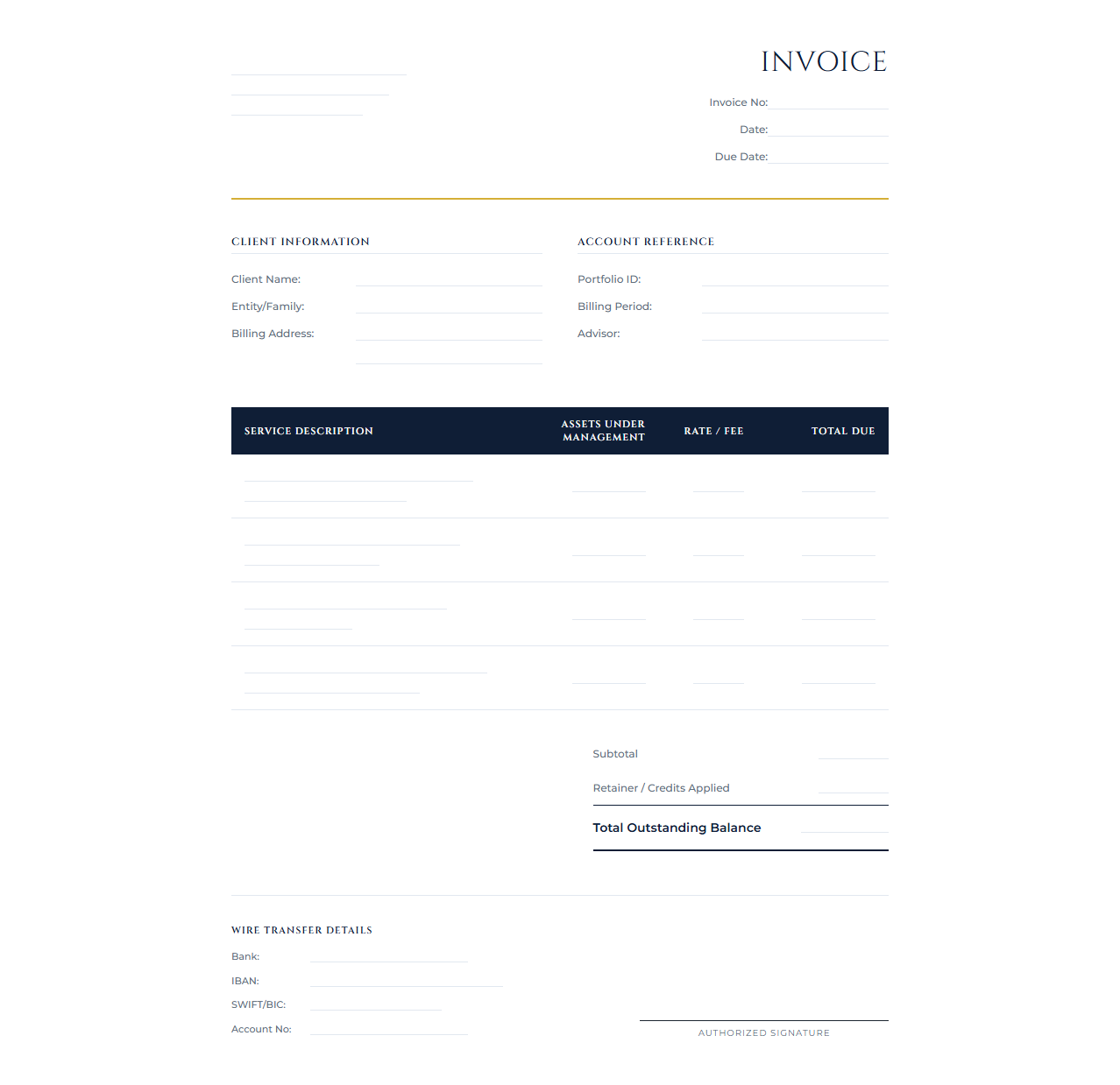 Family Office Wealth Management Invoice Template