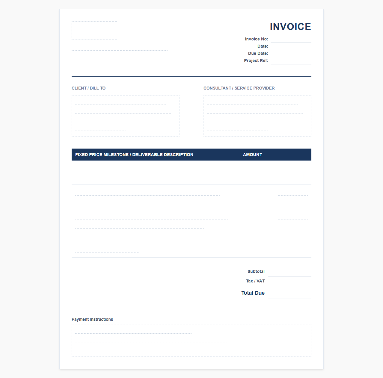 Fixed Price Commercial Consulting Invoice Template