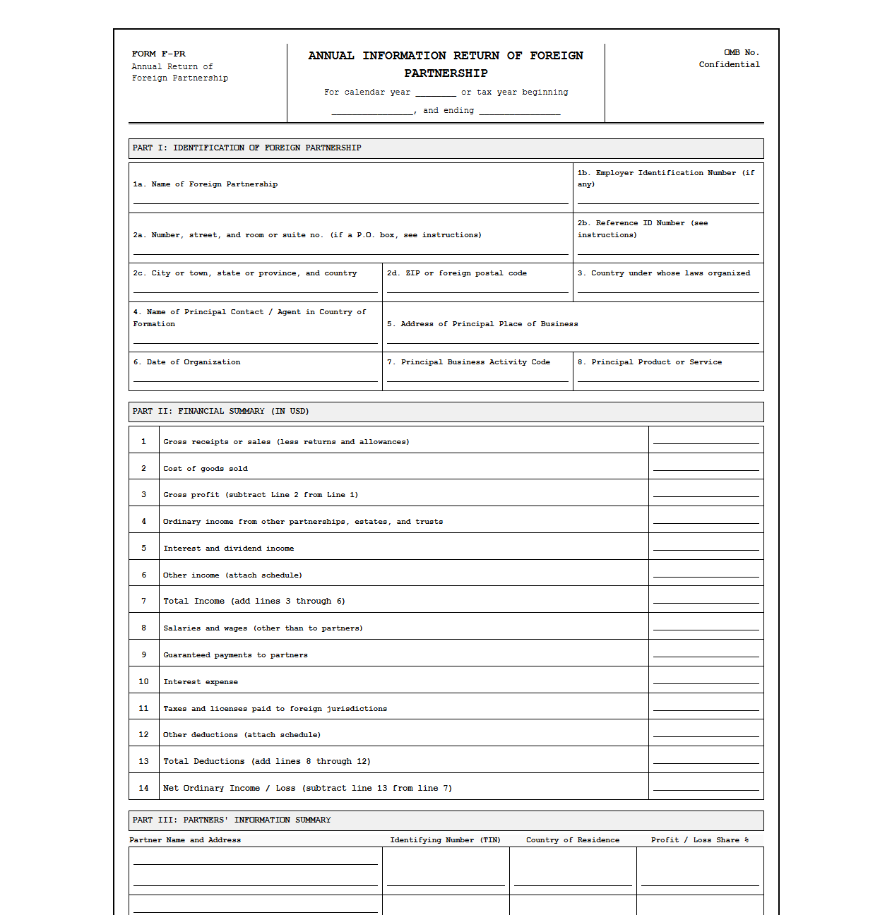 Foreign Partnership Annual Return Template