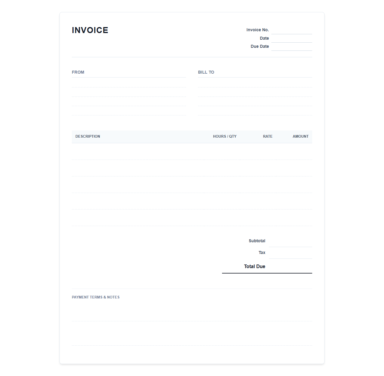Freelance Professional Services Invoice