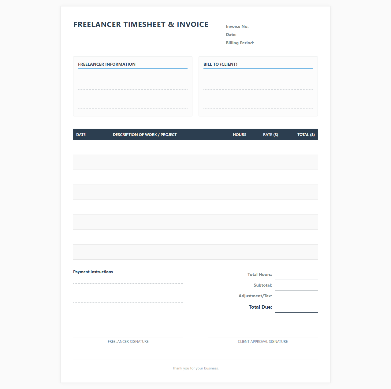 Freelancer Hourly Invoice and Payroll Tracker