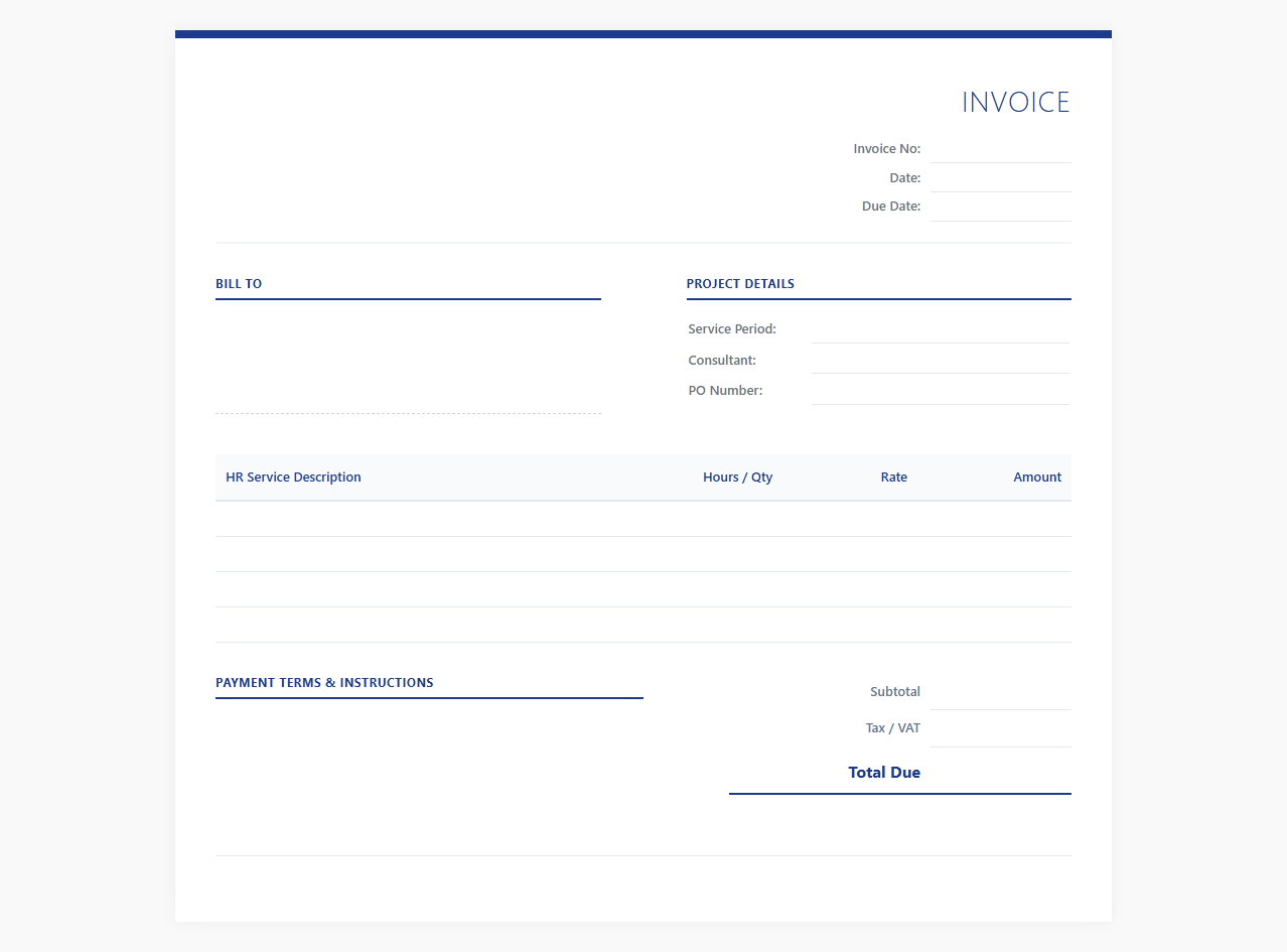 HR Consulting Services Invoice Template