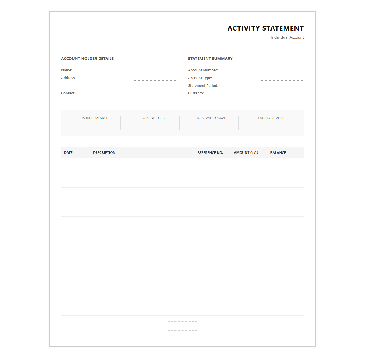 Individual Account Activity Statement