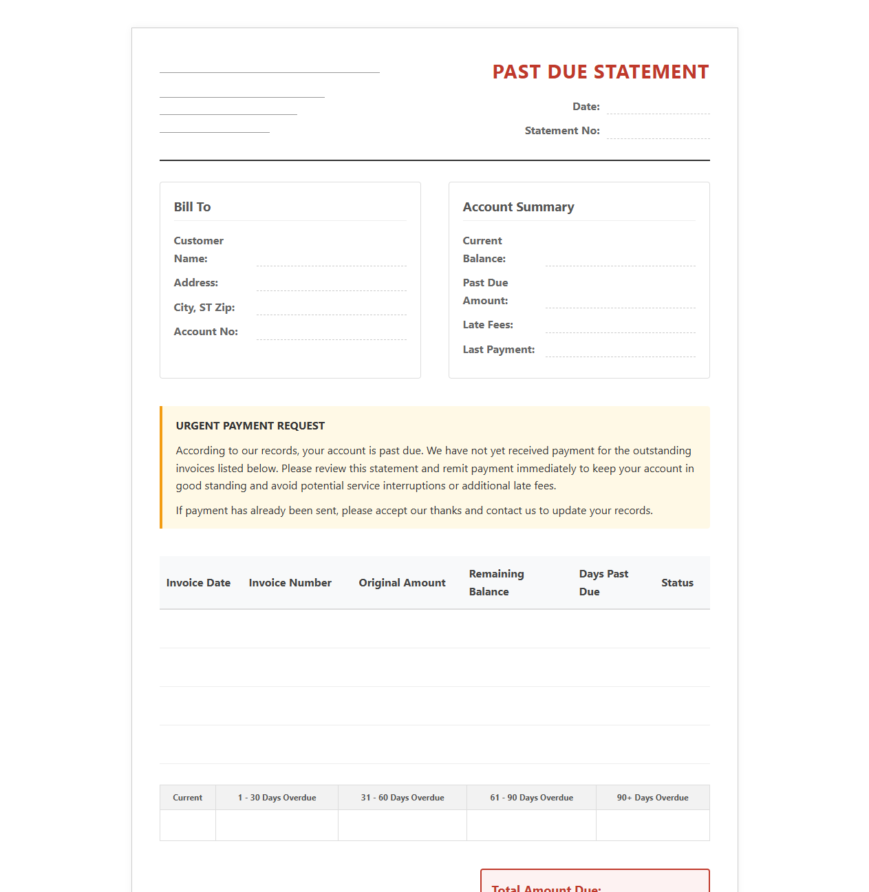 Late Payment Request Statement