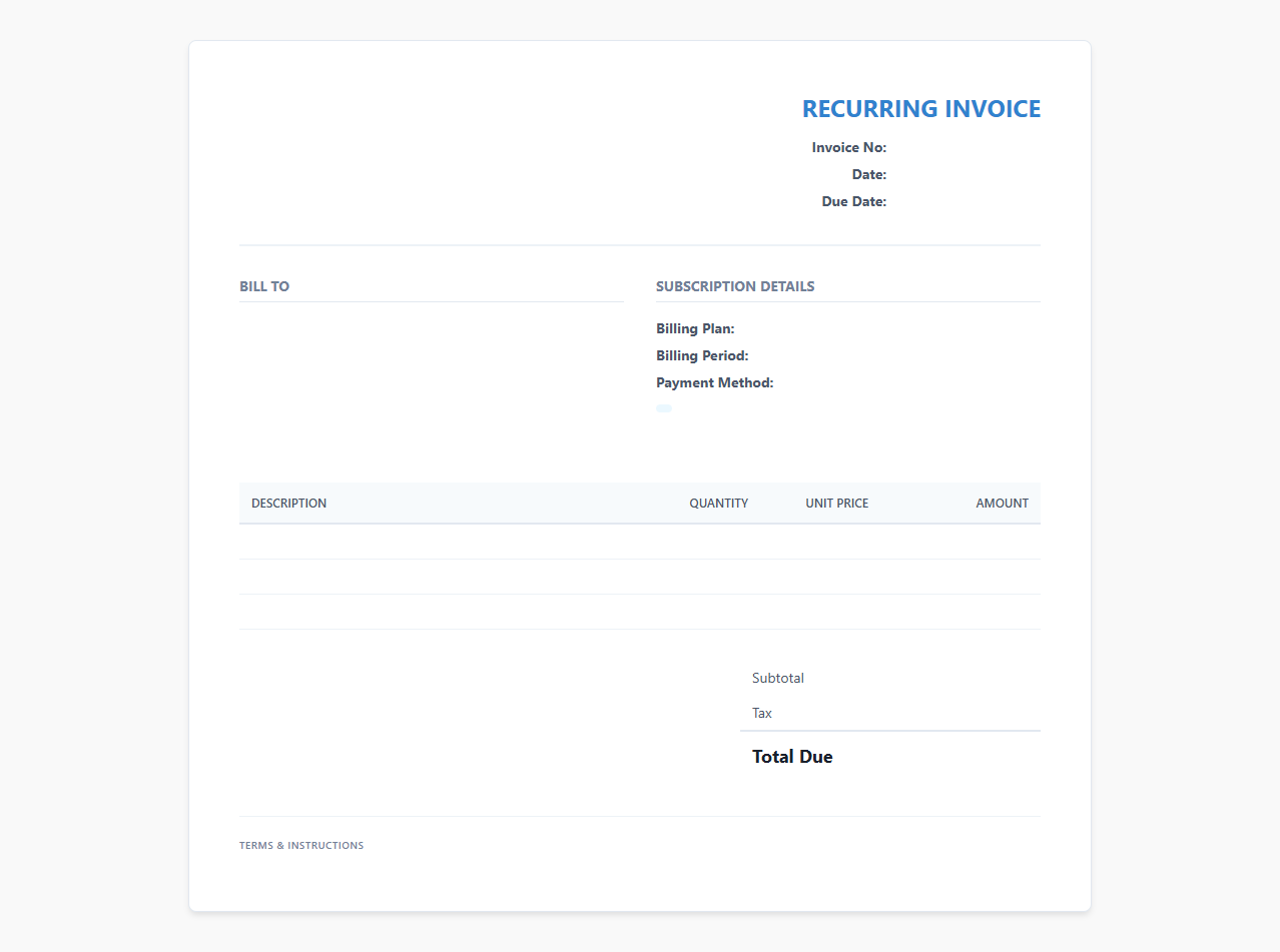 Monthly Recurring Billing Invoice