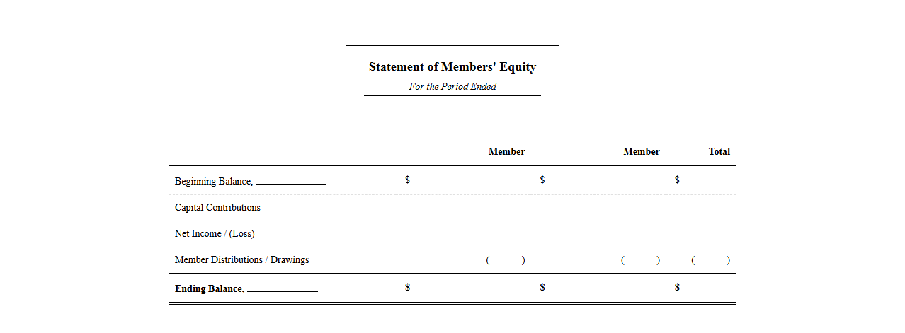 Partnership Statement of Members Equity