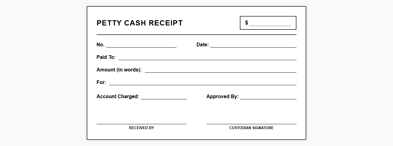 Petty Cash Receipt Template