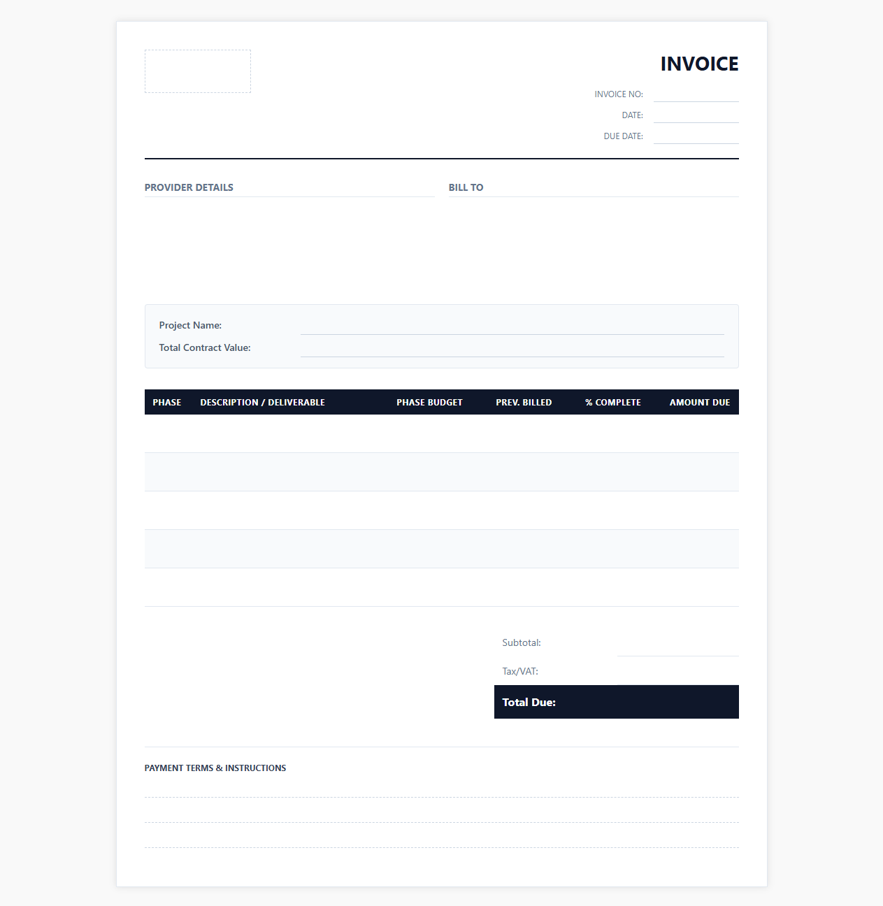 Phase-by-Phase Professional Services Invoice