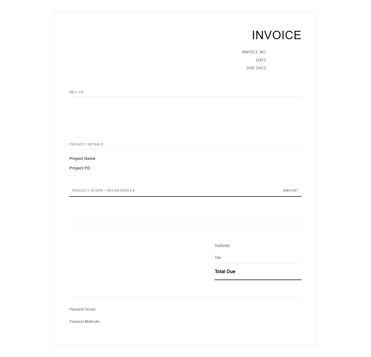 Project Based Graphic Design Invoice Template