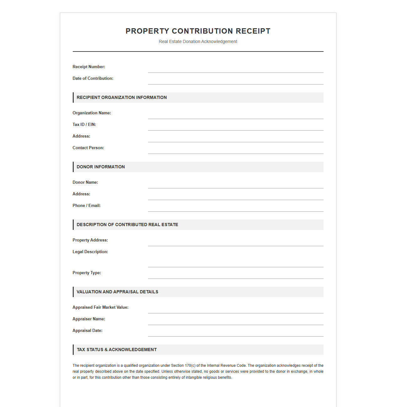 Property Contribution Receipt Form