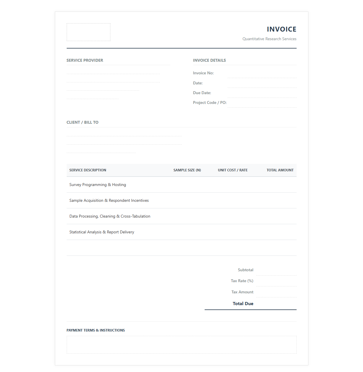 Quantitative Research Service Invoice