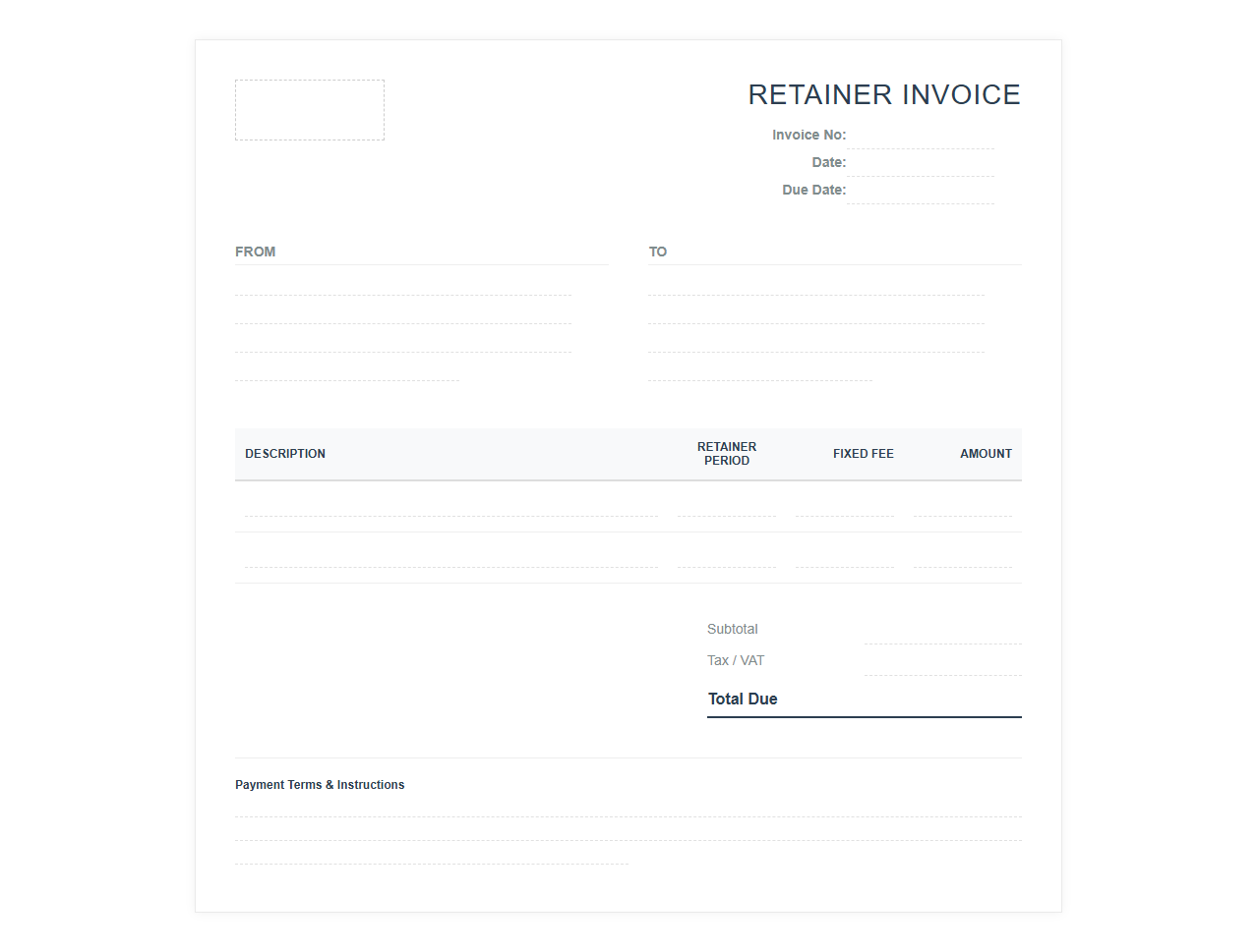 Recurring Monthly Retainer Invoice for Clients