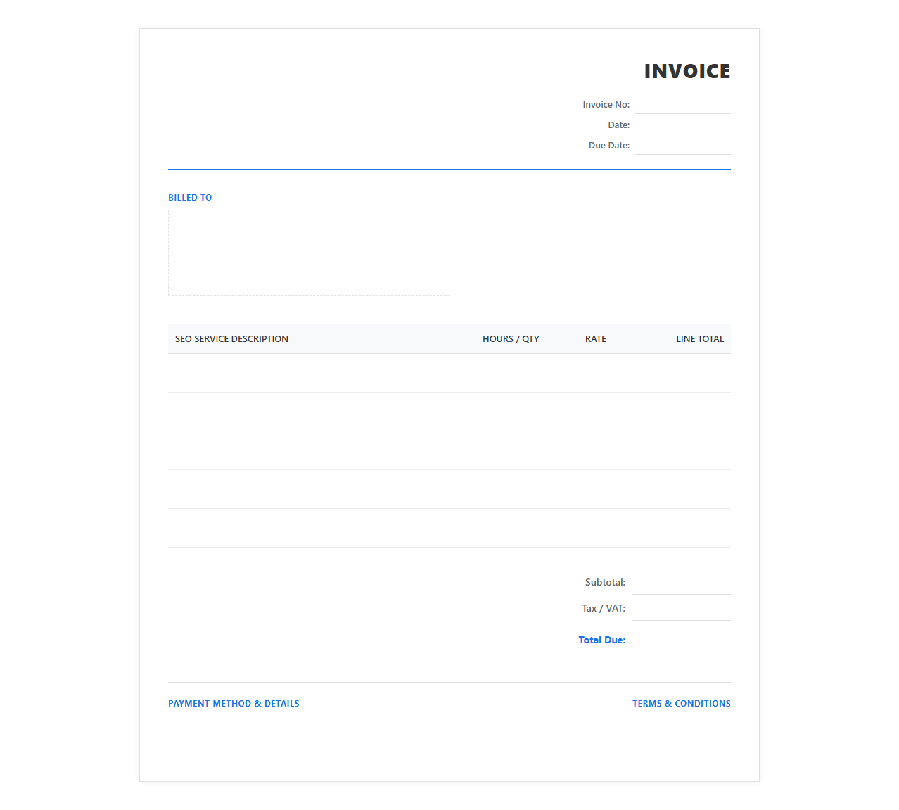 SEO Agency Client Invoice Template