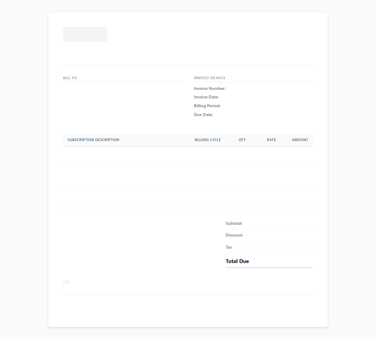 Software as a Service Recurring Billing Invoice