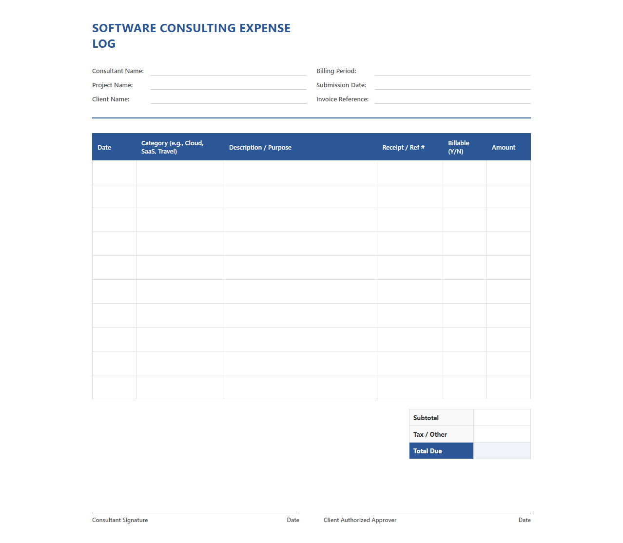 Software Engineering Project Expense Log