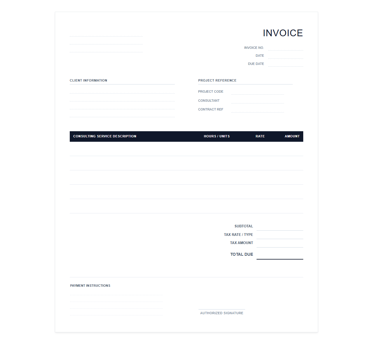 Strategic Business Consulting Service Invoice Form