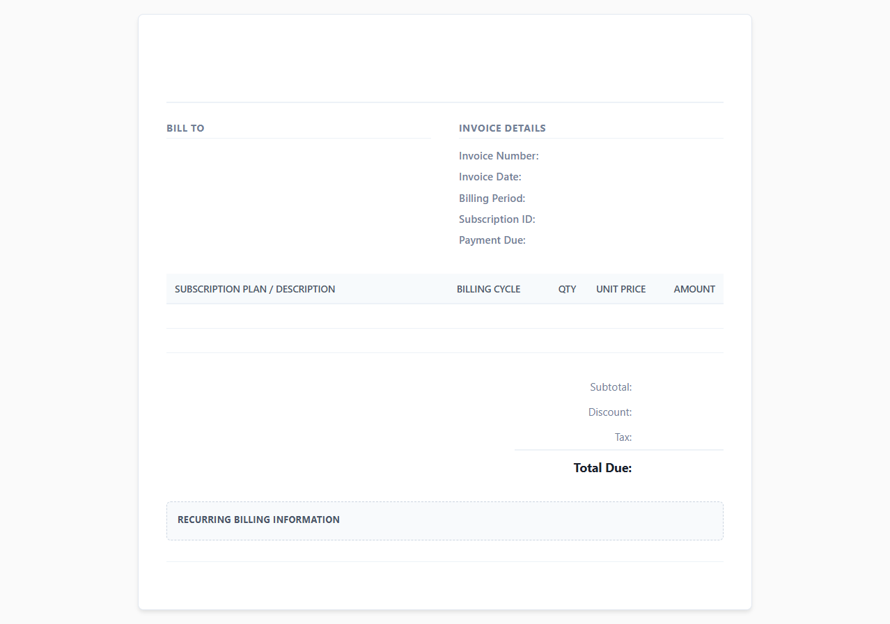Subscription Invoice Template