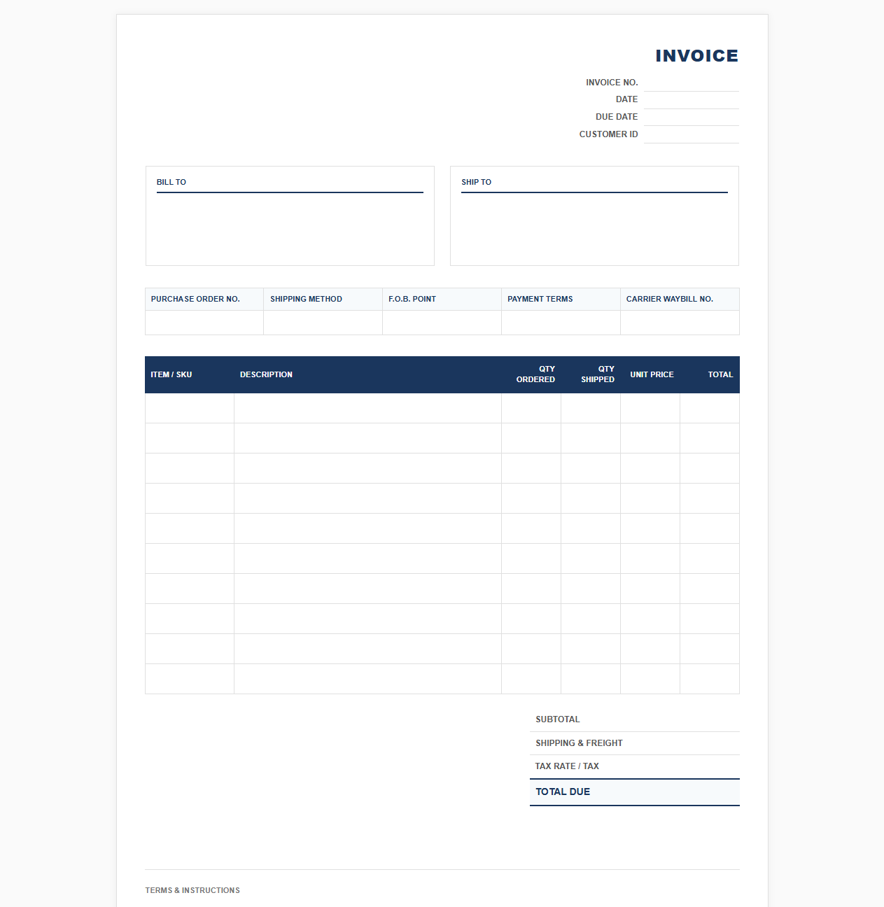 Wholesale Distribution Invoice Template