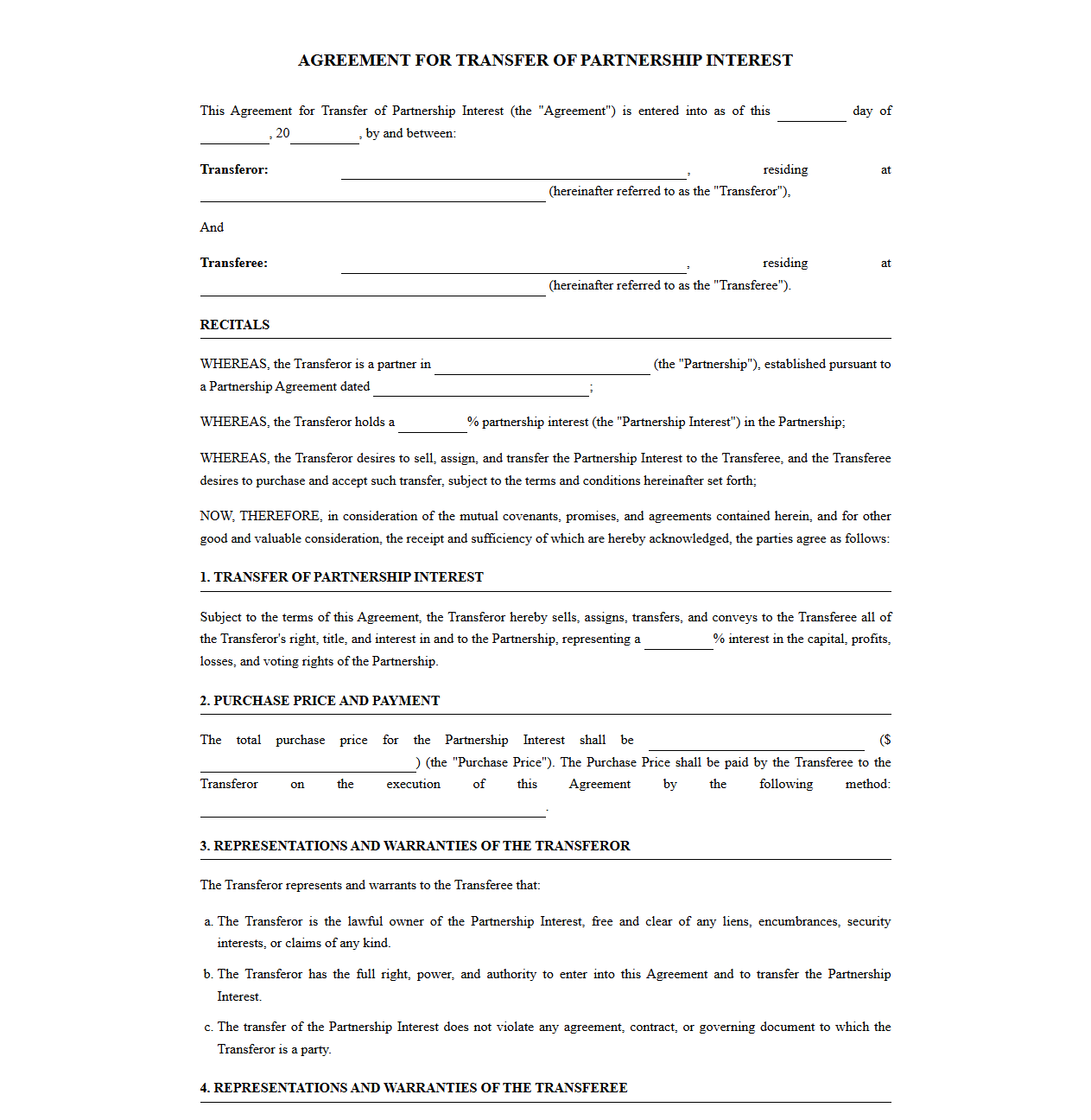 Agreement for Transfer of Partnership Share