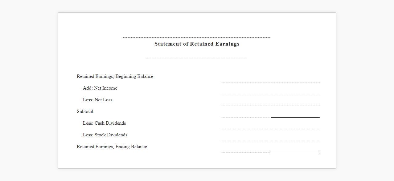 Annual Retained Earnings Statement Template