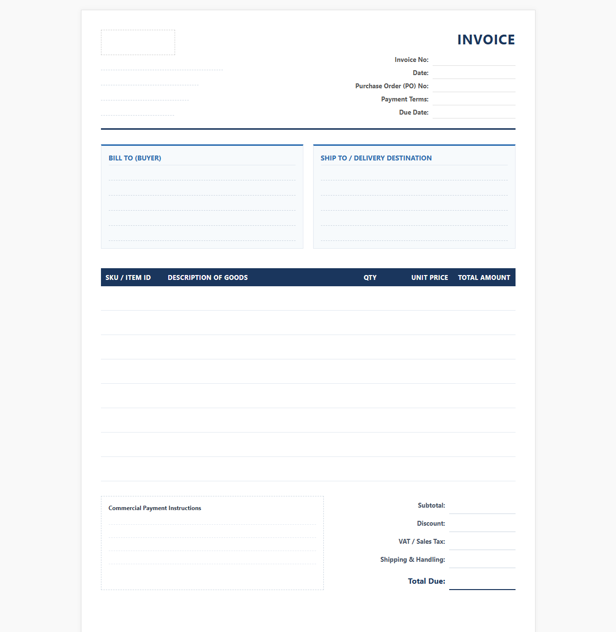 B2B Retail Transaction Invoice Template