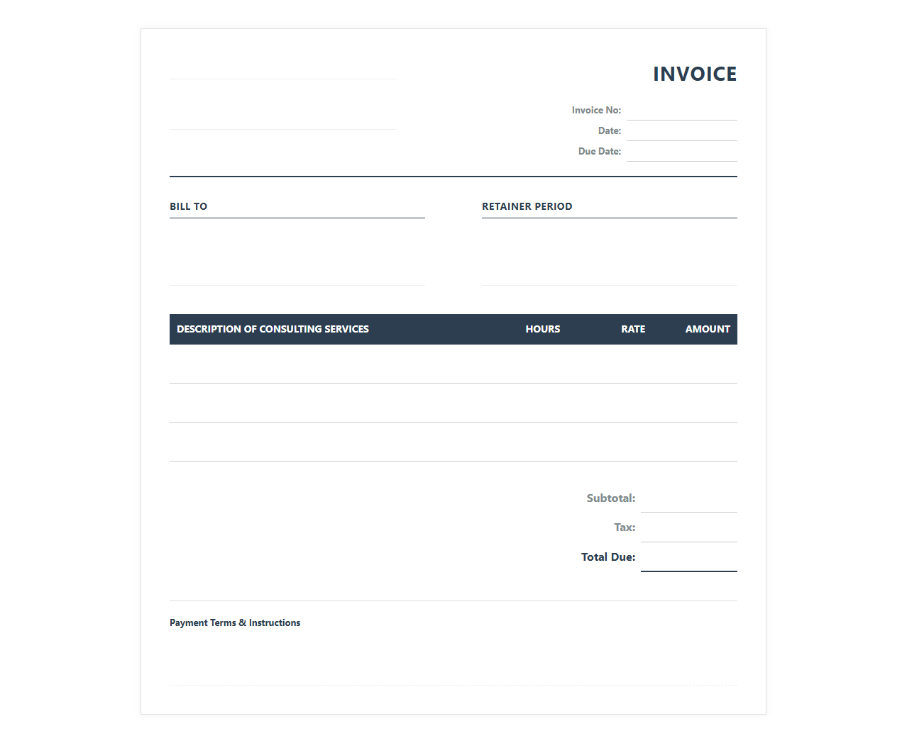 Bi-Weekly Consulting Retainer Invoice Template