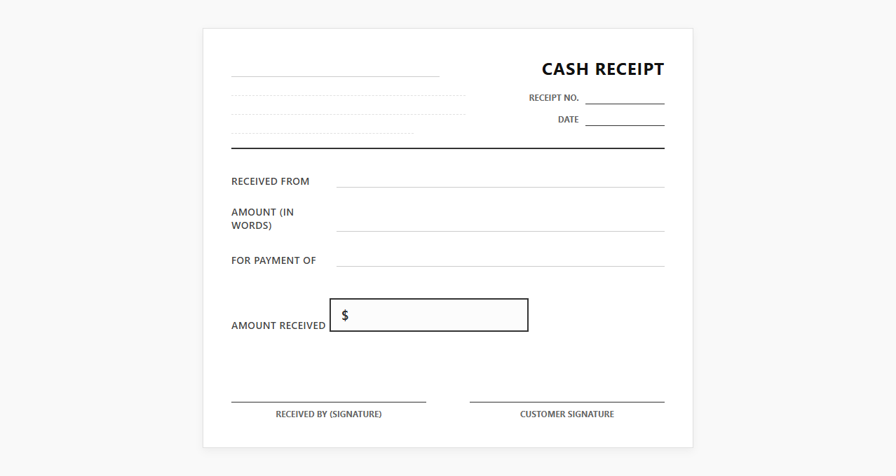 Business Cash Payment Receipt Template