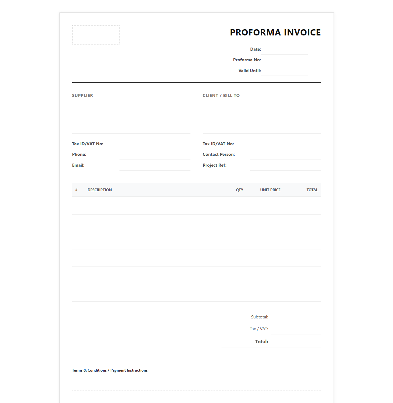 Client Quote Proforma Invoice Document