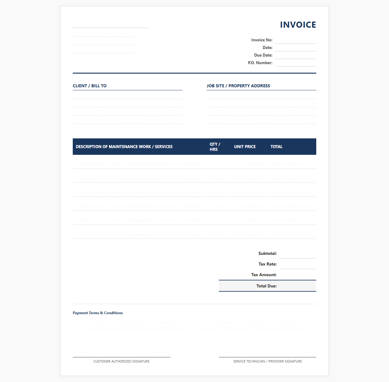 Commercial Building Maintenance Invoice Template