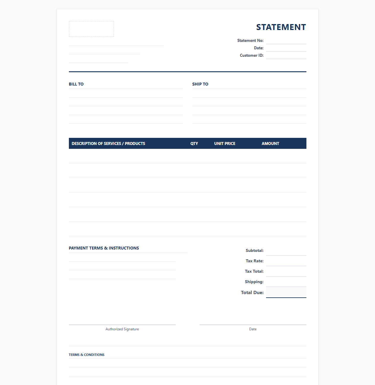 Corporate Billing and Invoicing Statement Template