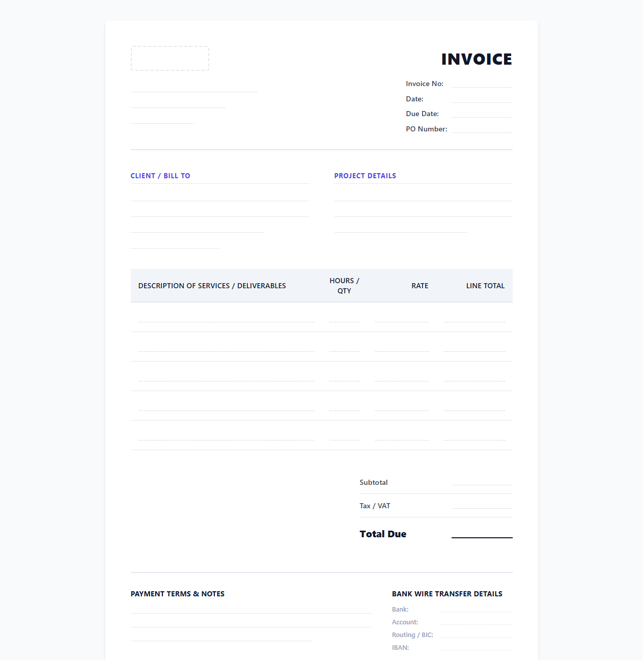 Digital Agency Billing Invoice