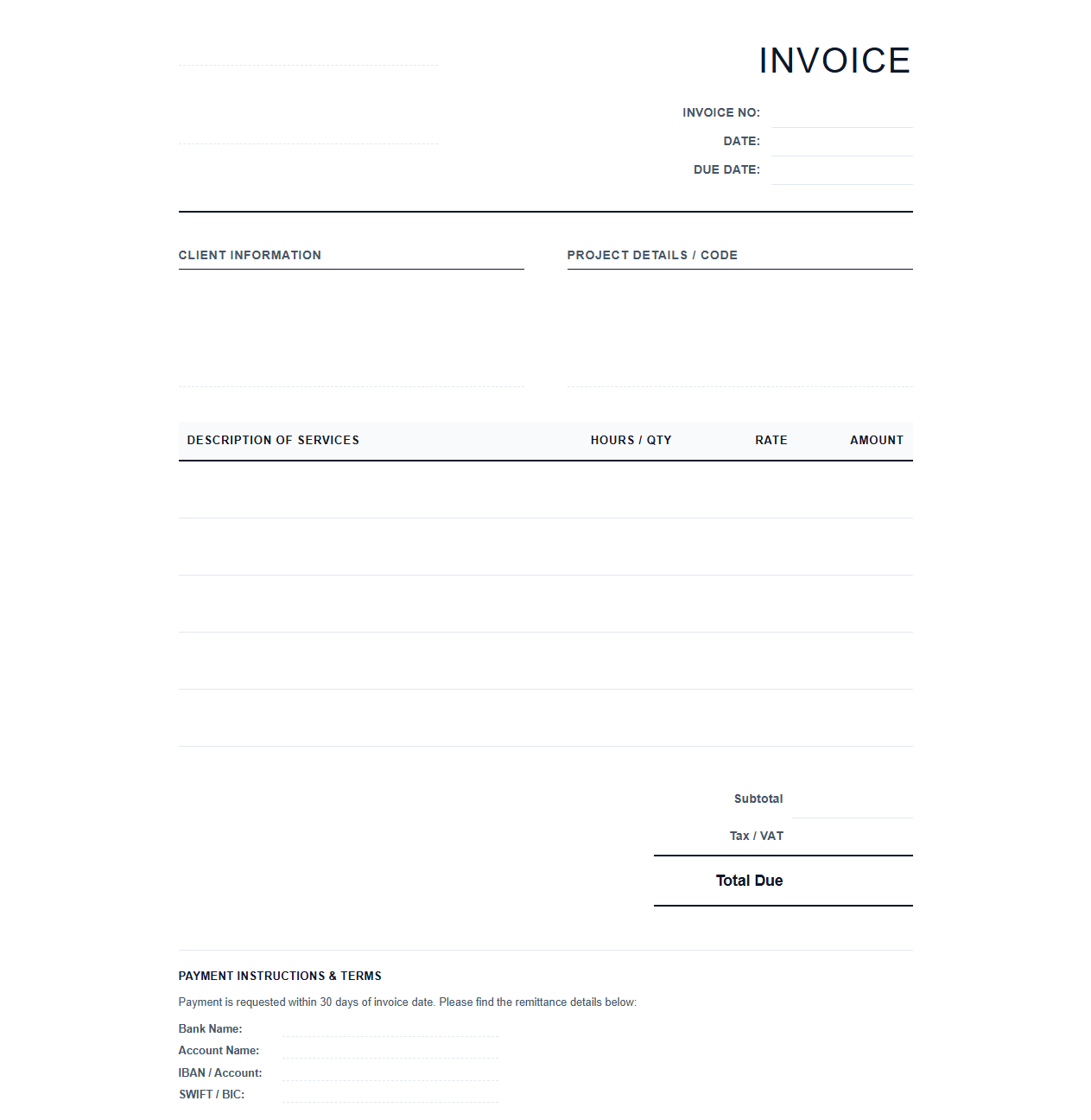 Executive Management Consulting Invoice Template