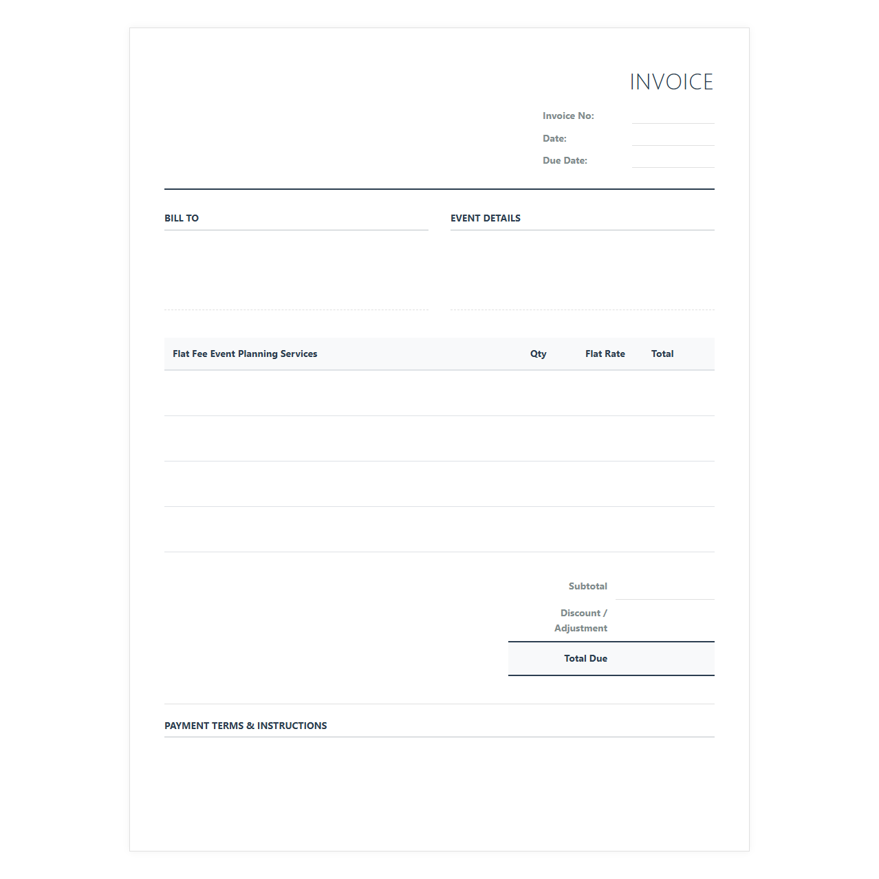 Flat Fee Event Planning Invoice Template