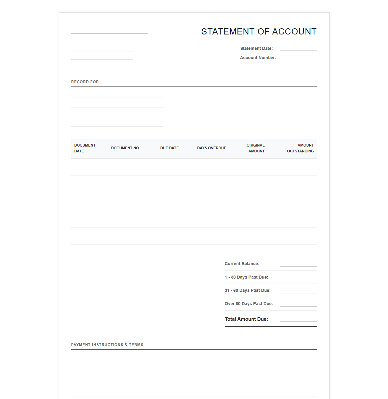 Formal Unpaid Invoice Statement