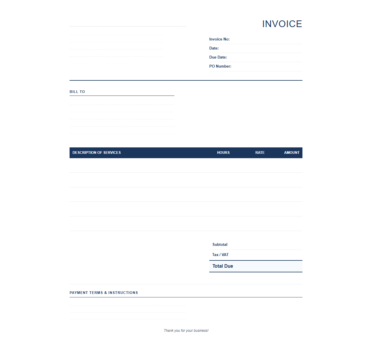 Freelance Business Consultant Billing Invoice Template