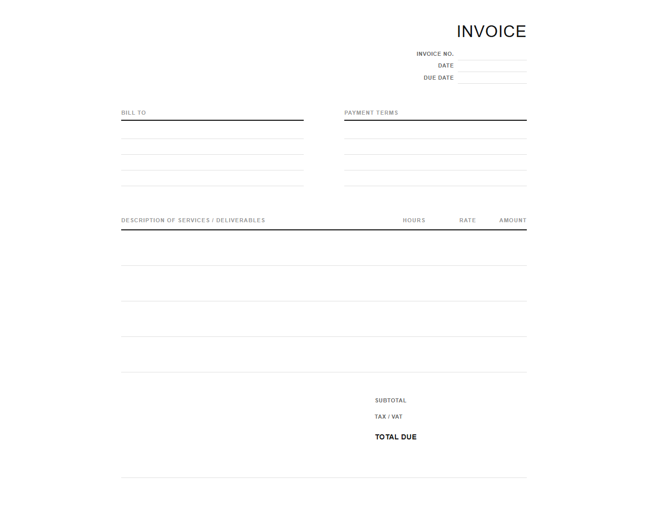 Hourly Rate Graphic Design Invoice Template