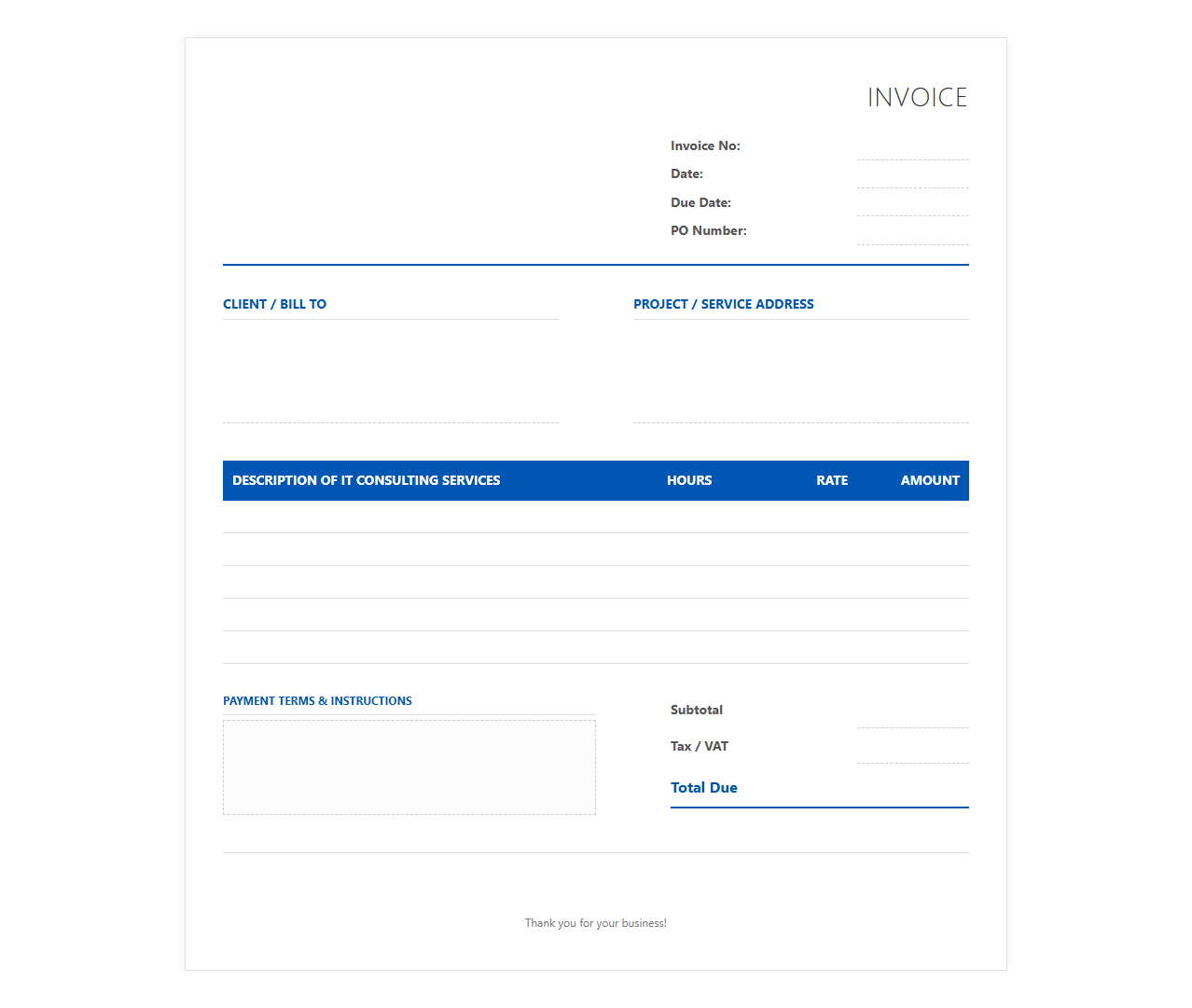 IT Consulting Services Invoice Template