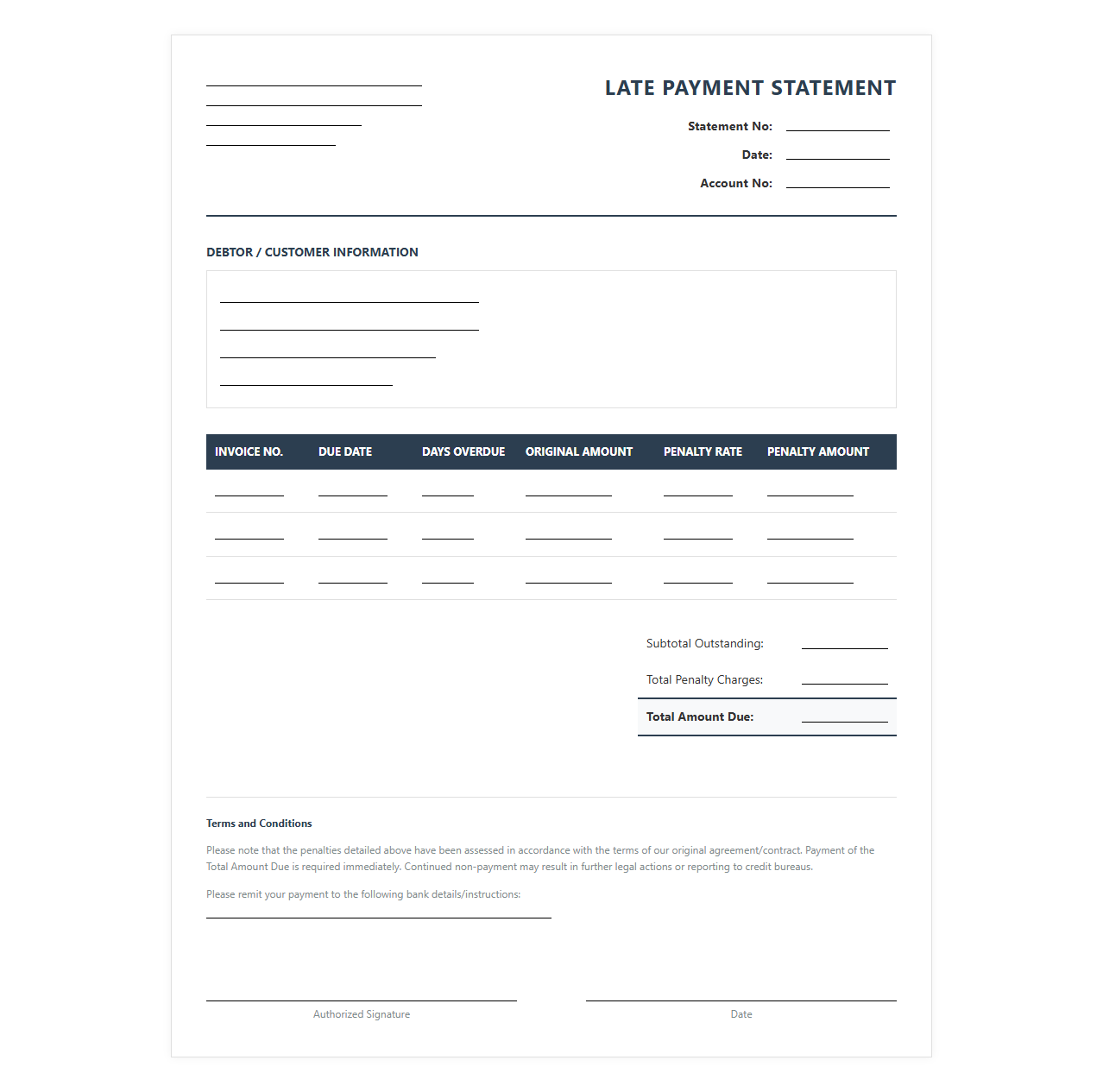 Late Payment Penalty Statement Template