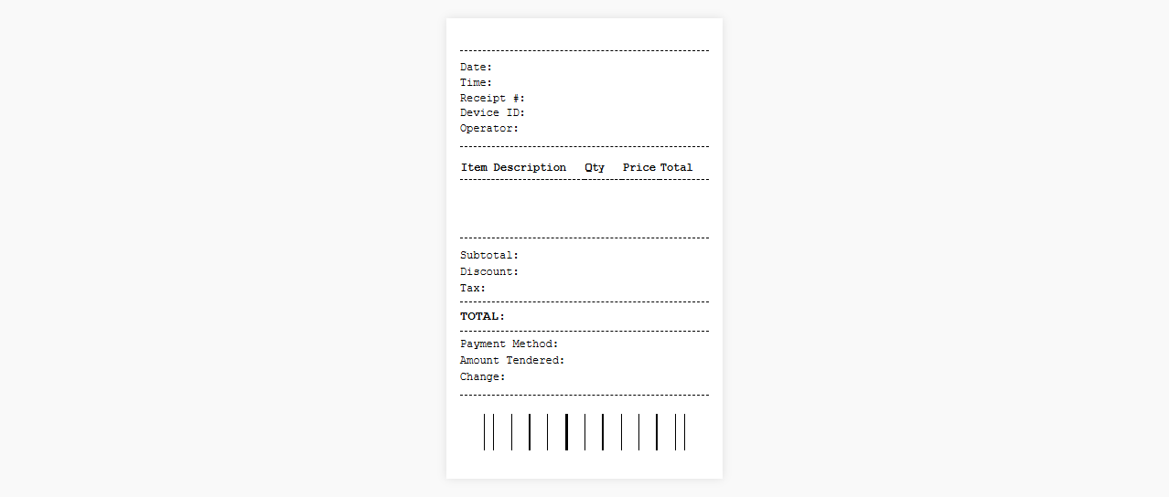 Mobile Pop-Up Shop Receipt Template