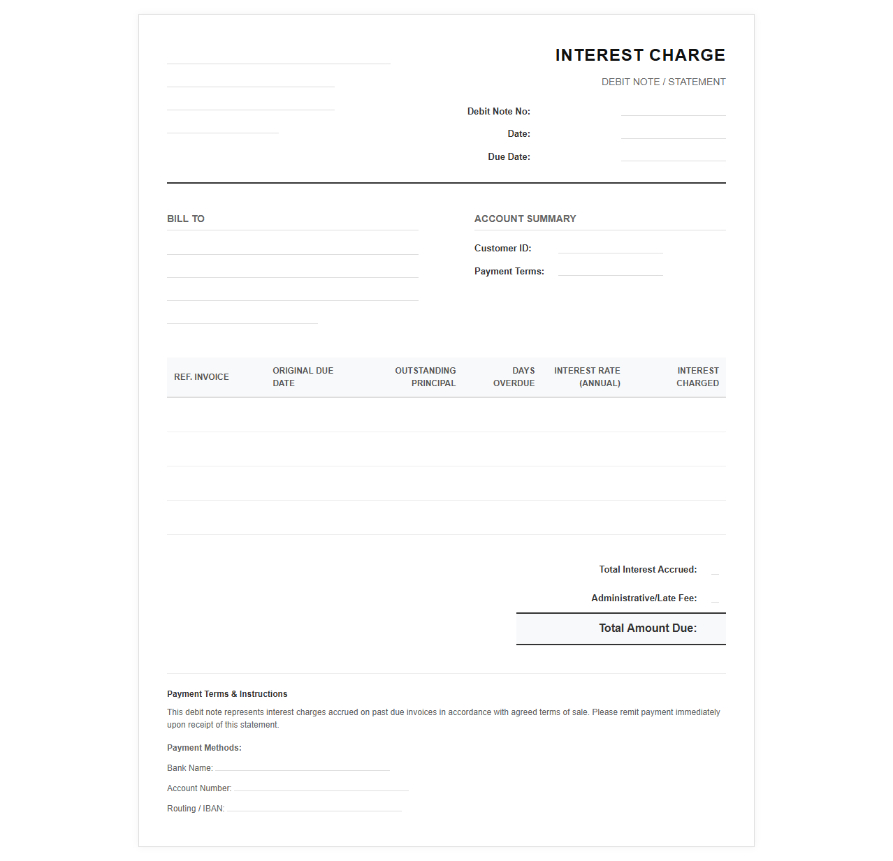 Overdue Invoice Interest Charge Statement