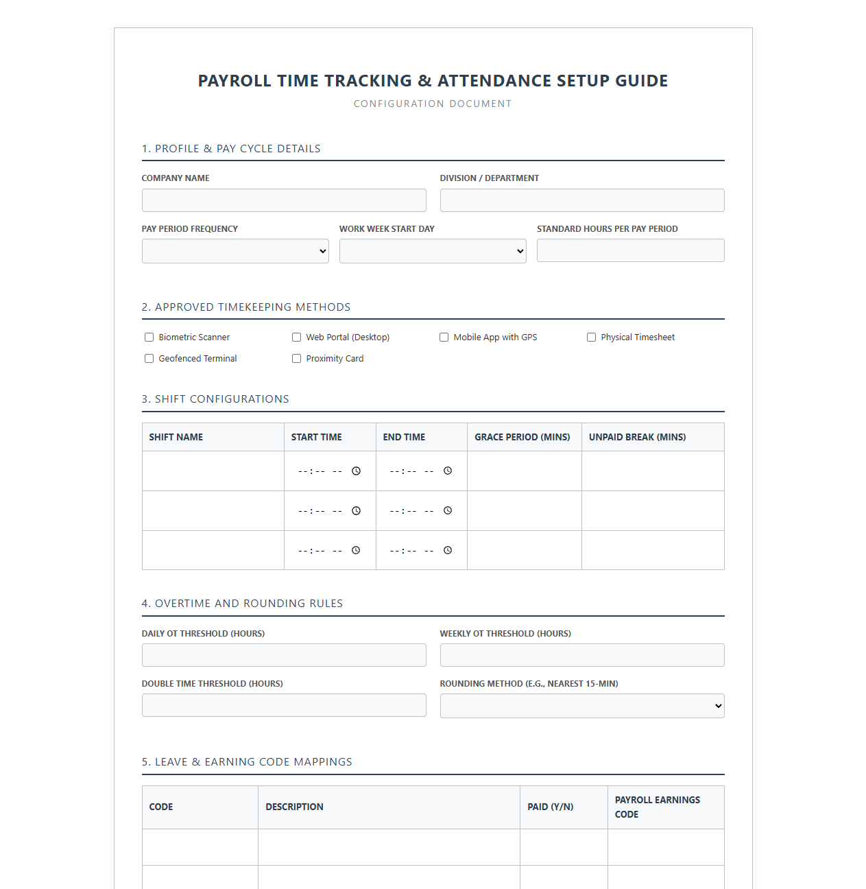 Payroll Time Tracking and Attendance Setup Guide
