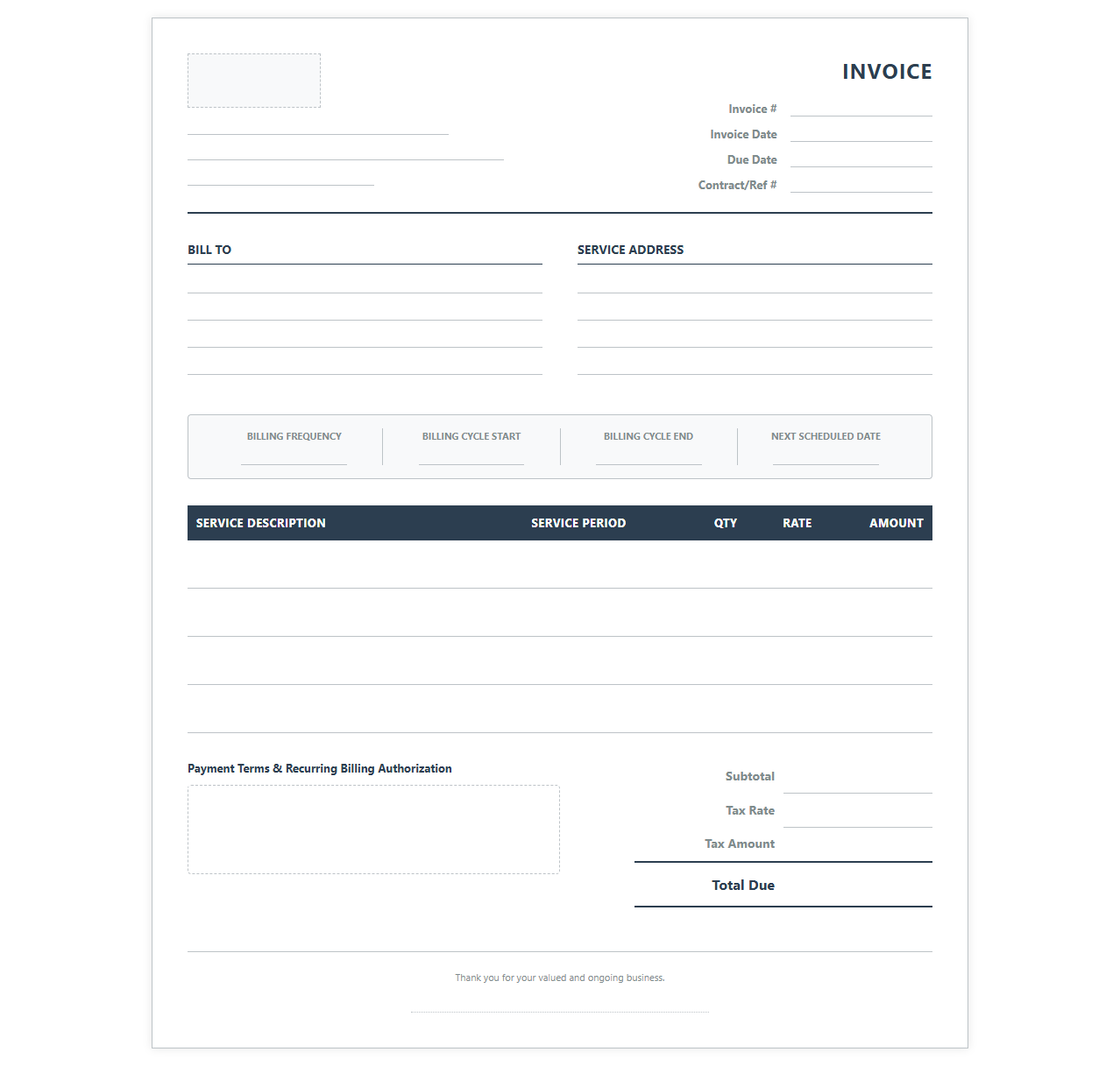Periodic Service Billing Invoice Template