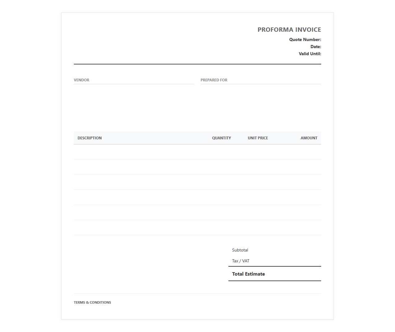 Preliminary Invoice Template for Client Estimates