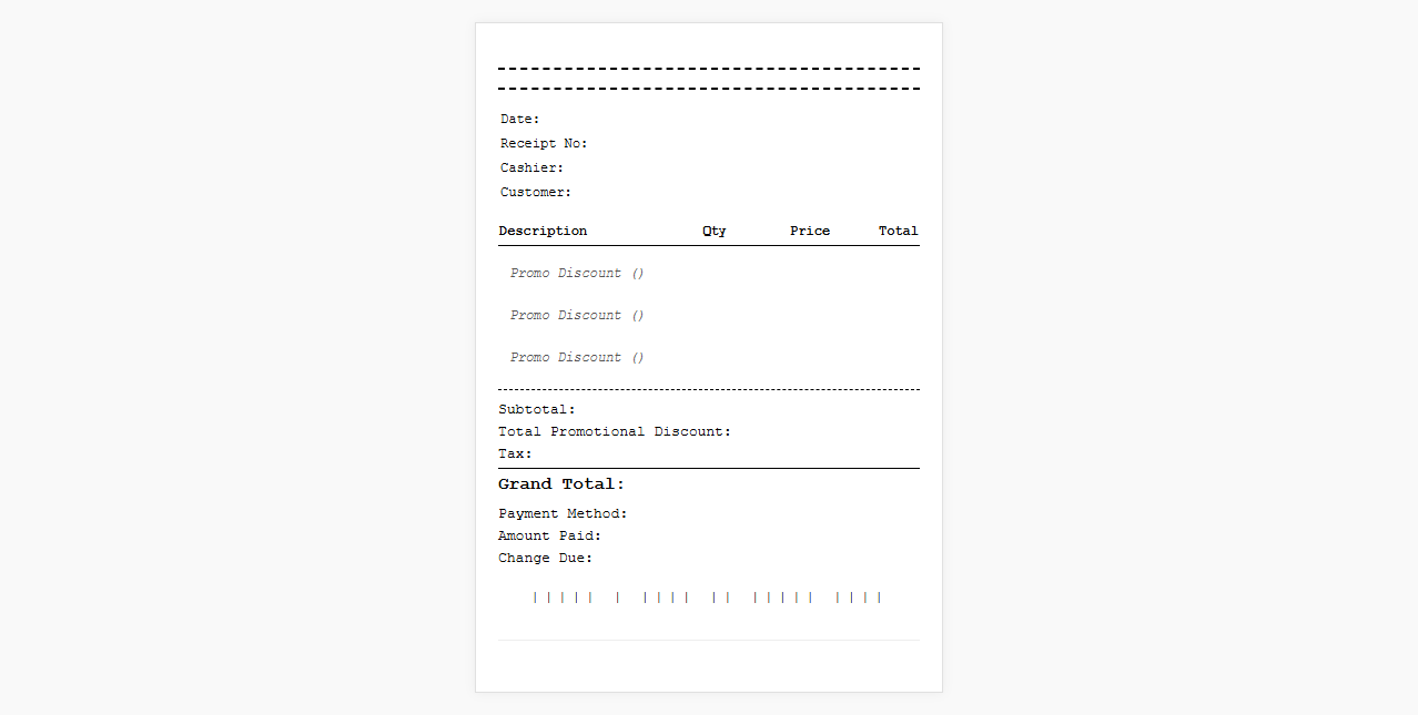Promotional Discount Sales Receipt Template