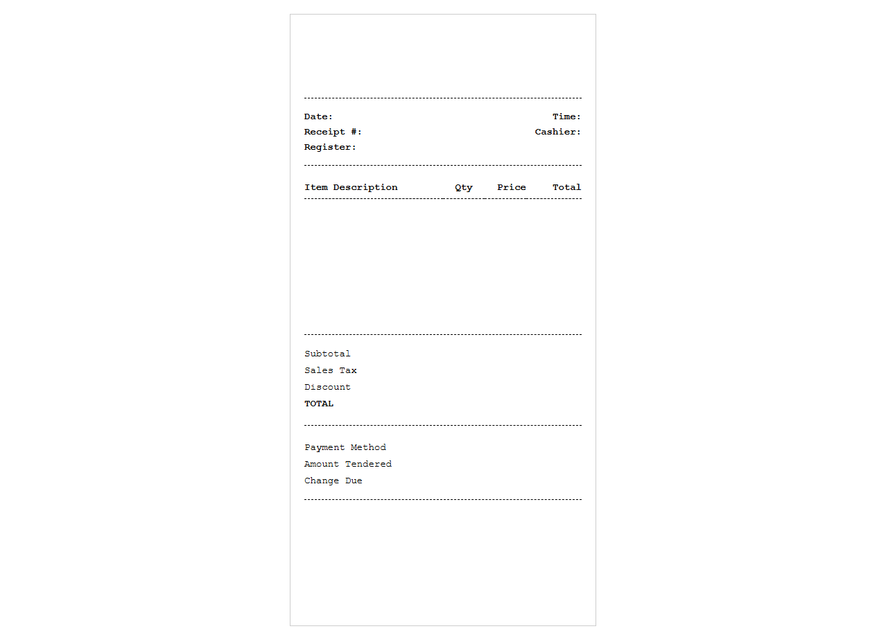 Retail Store Product Purchase Receipt Template